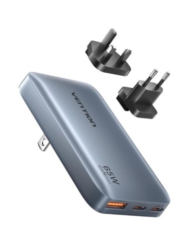 Cargador de Pared Universal GaN para Viaje Vention FCBH0/ 2xUSB Tipo-C/ 1x USB/ 65W