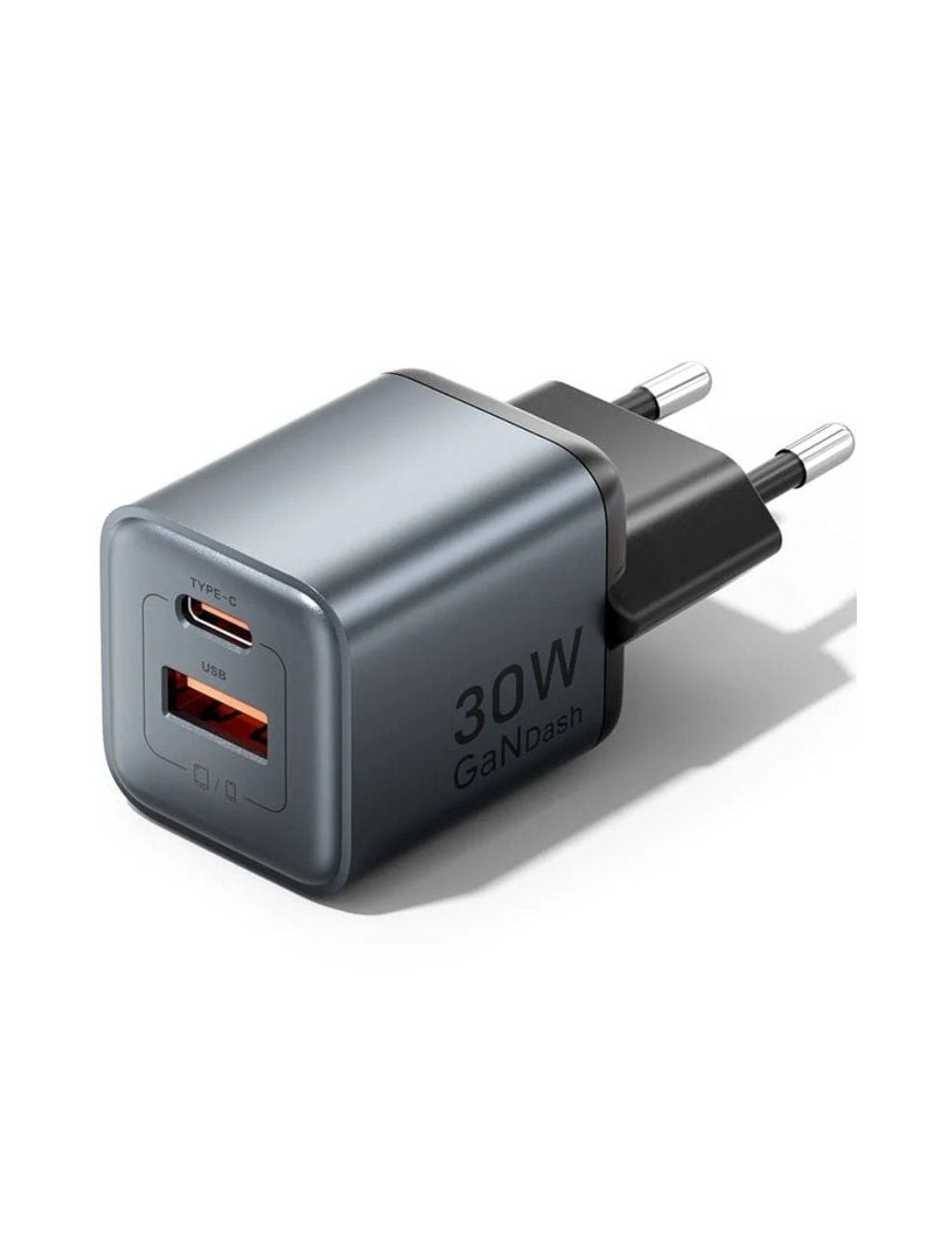 Cargador de Pared GaN Vention FEWH0-EU/ 1xUSB Tipo-C/ 1xUSB/ 30W