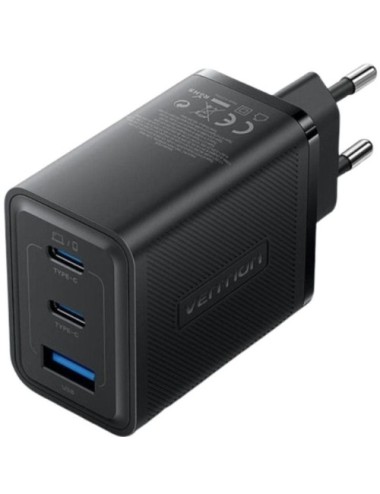 Cargador de Pared GaN Vention FERB0-EU/ 2xUSB Tipo-C/ 1xUSB/ 65W