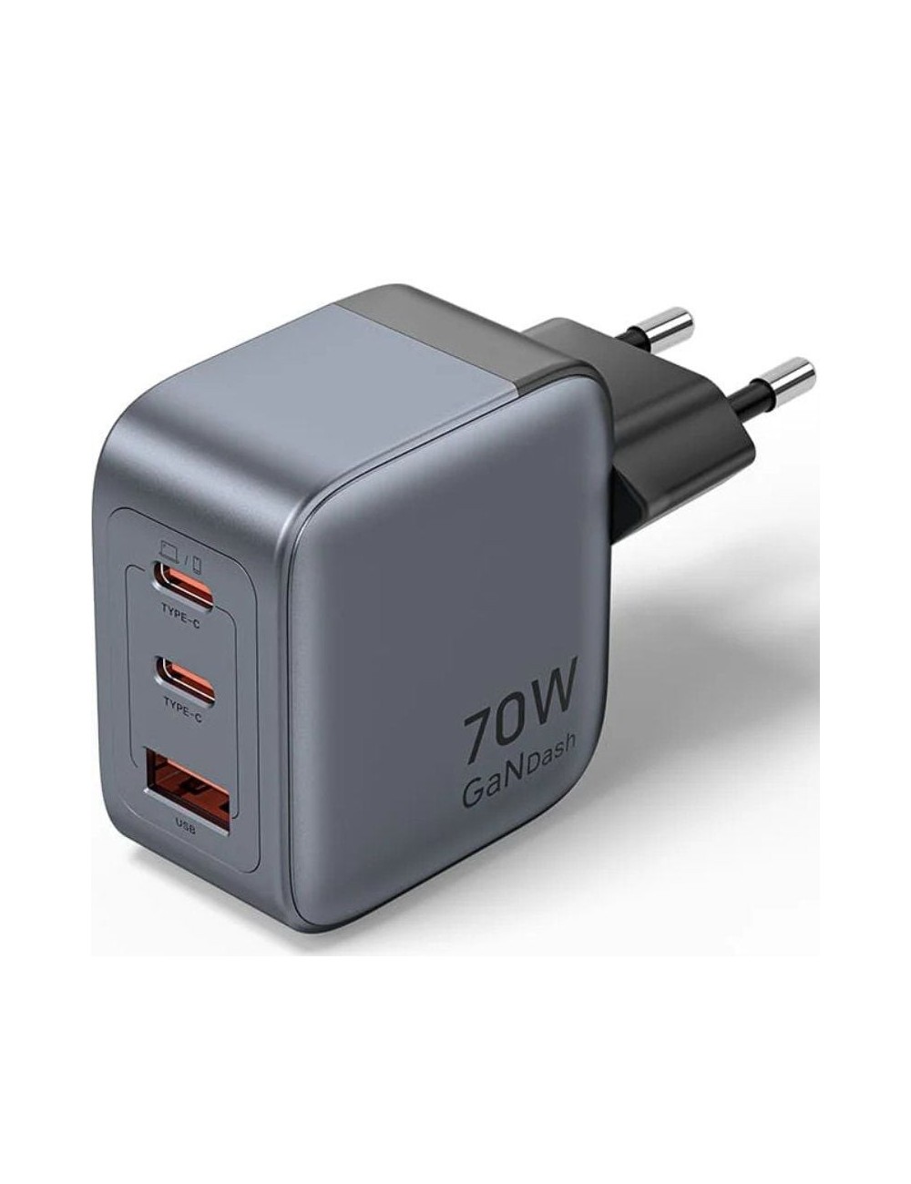 Cargador de Pared GaN Vention FEXH0-EU/ 2xUSB Tipo-C/ 1xUSB/ 70W