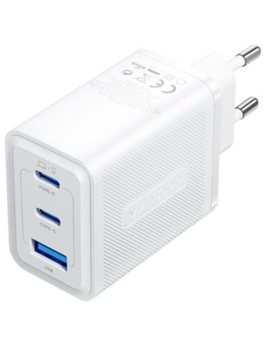 Cargador de Pared GaN Vention FERW0-EU/ 2xUSB Tipo-C/ 1xUSB/ 65W