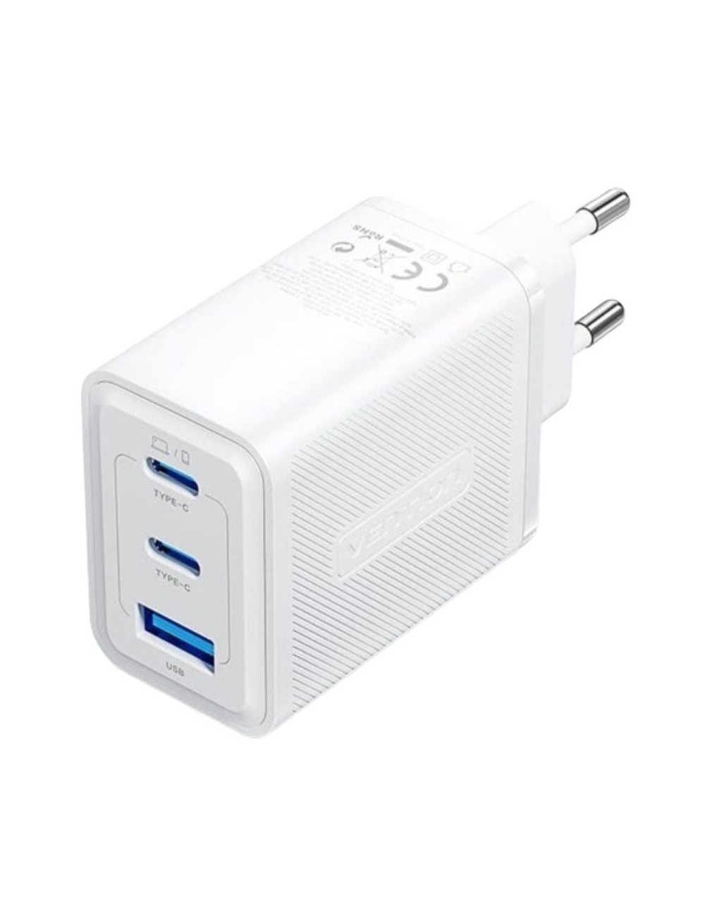 Cargador de Pared GaN Vention FERW0-EU/ 2xUSB Tipo-C/ 1xUSB/ 65W