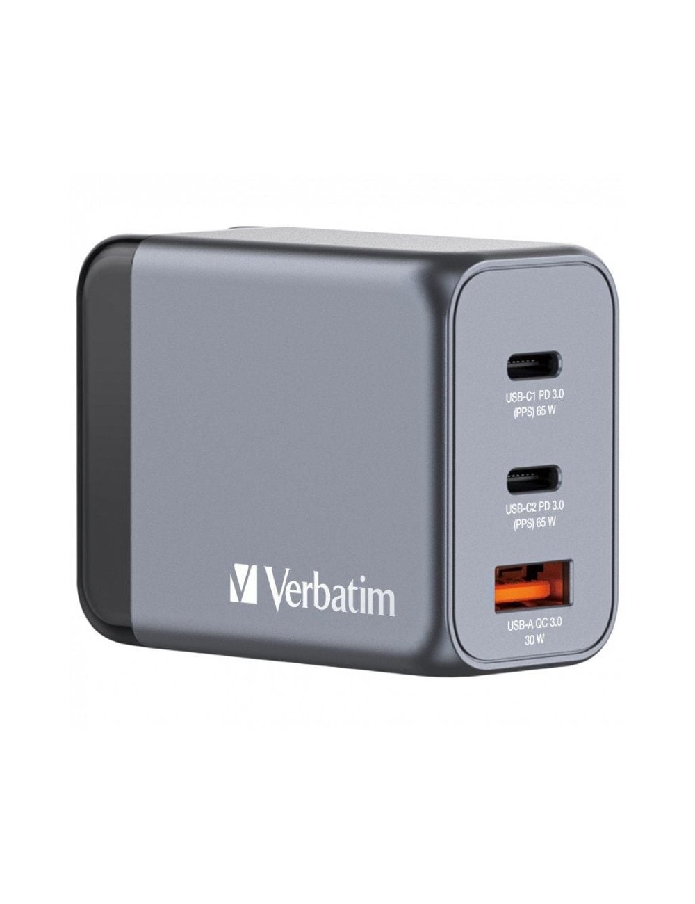 Cargador de Pared Universal GaN para Viaje Verbatim GNC-65/ 2xUSB Tipo-C/ 1xUSB/ 65W