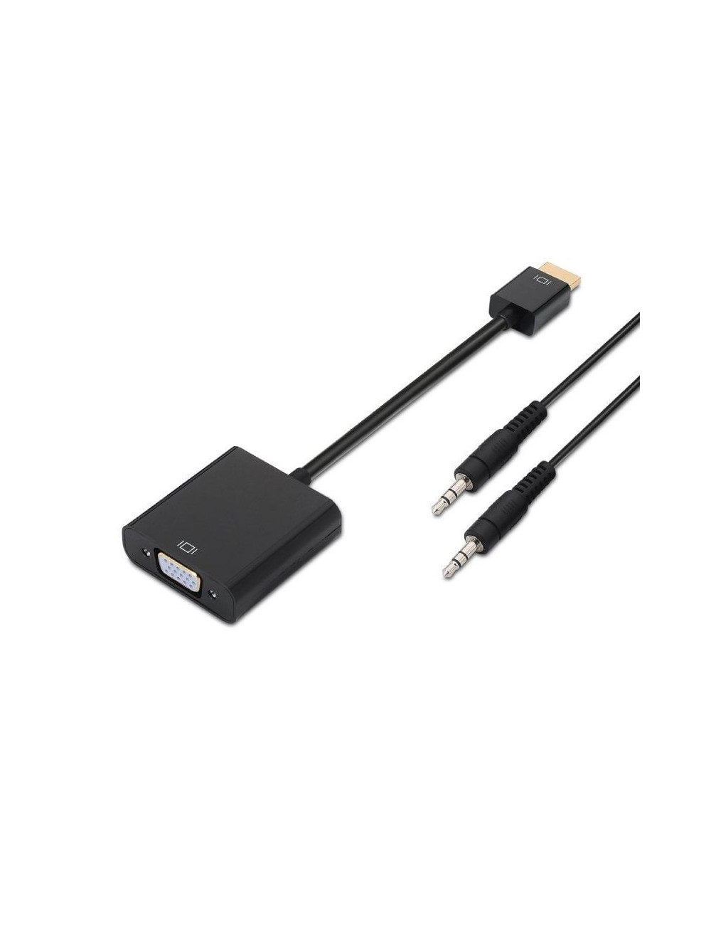 Conversor Aisens A122-0126/ HDMI Macho - VGA Hembra/ Jack 3.5 Hembra/ 10cm/ Negro