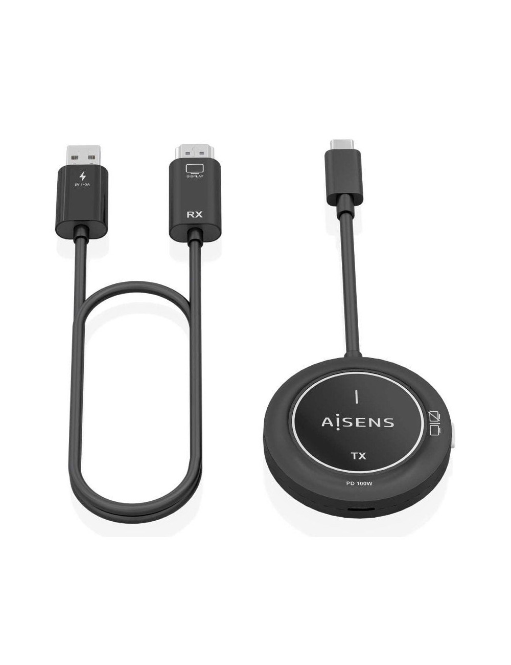 Adaptador/Transmisor de vídeo inalámbrico USB Tipo-C - HDMI Aisens ASWL-H2KC30M004-BK/ 100W