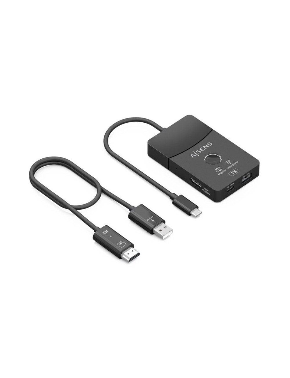 Adaptador/Transmisor de vídeo inalámbrico USB Tipo-C - HDMI Aisens ASWL-H2KDC30M05-BK/ 100W
