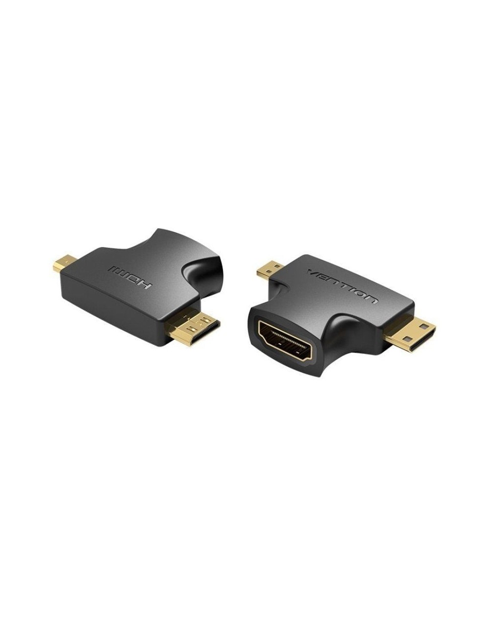 Adaptador HDMI 2 en 1 Vention AGFB0/ HDMI Hembra - Micro HDMI Macho - Mini HDMI Macho