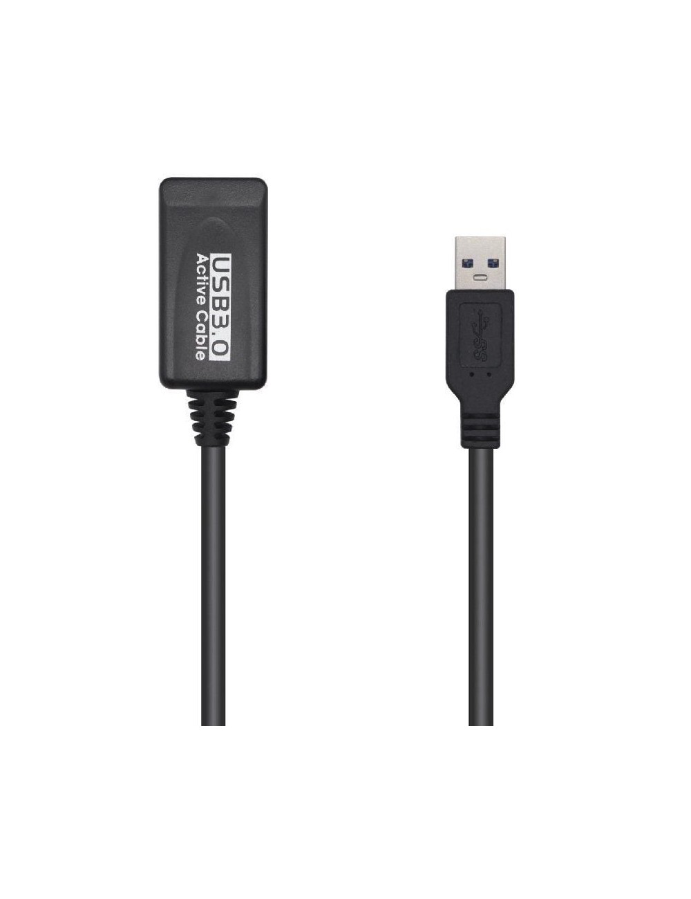 Cable Alargador USB 3.0 con Amplificador Aisens A105-0525/ USB Macho - USB Hembra/ Hasta 9W/ 625Mbps/ 5m/ Negro