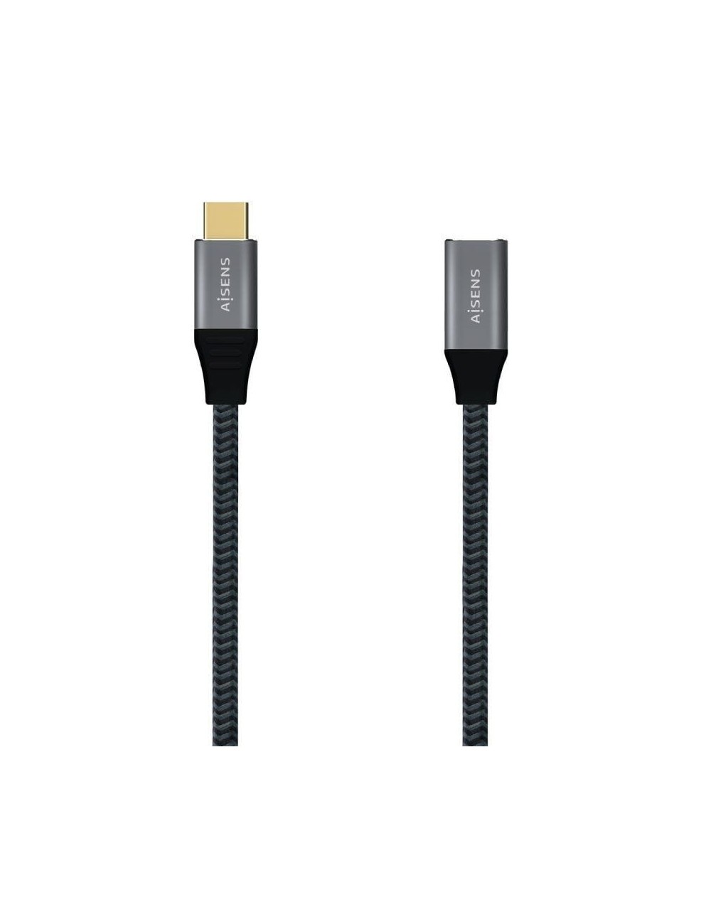 Cable Alargador USB 3.2 Tipo-C Aisens A107-0635 20GBPS 5A 100W/ USB Tipo-C Macho - USB Tipo-C Hembra/ Hasta 100W/ 2500Mbps/ 1m/ 