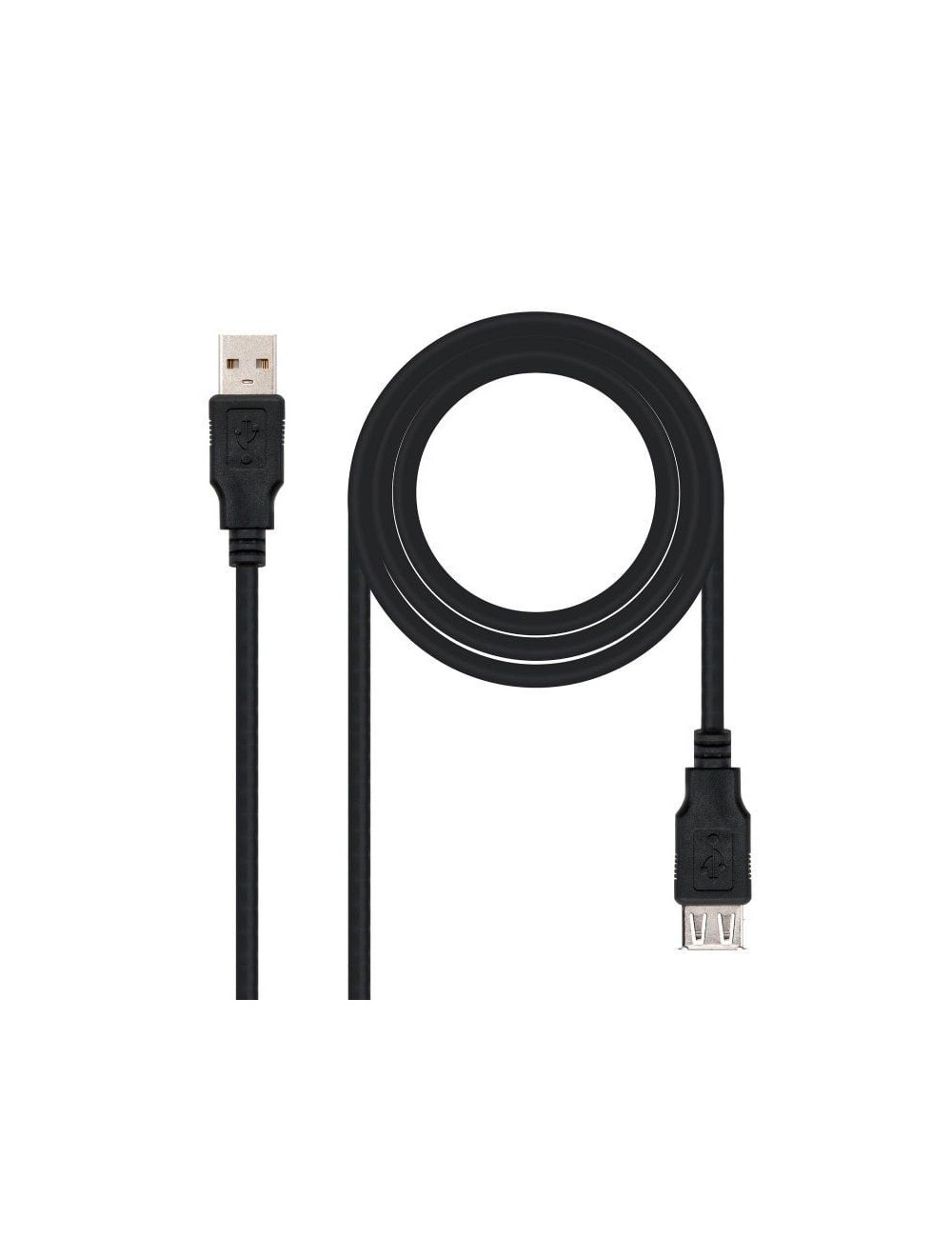 Cable Alargador USB 2.0 Nanocable 10.01.0202-BK/ USB Macho - USB Hembra/ 1m/ Negro