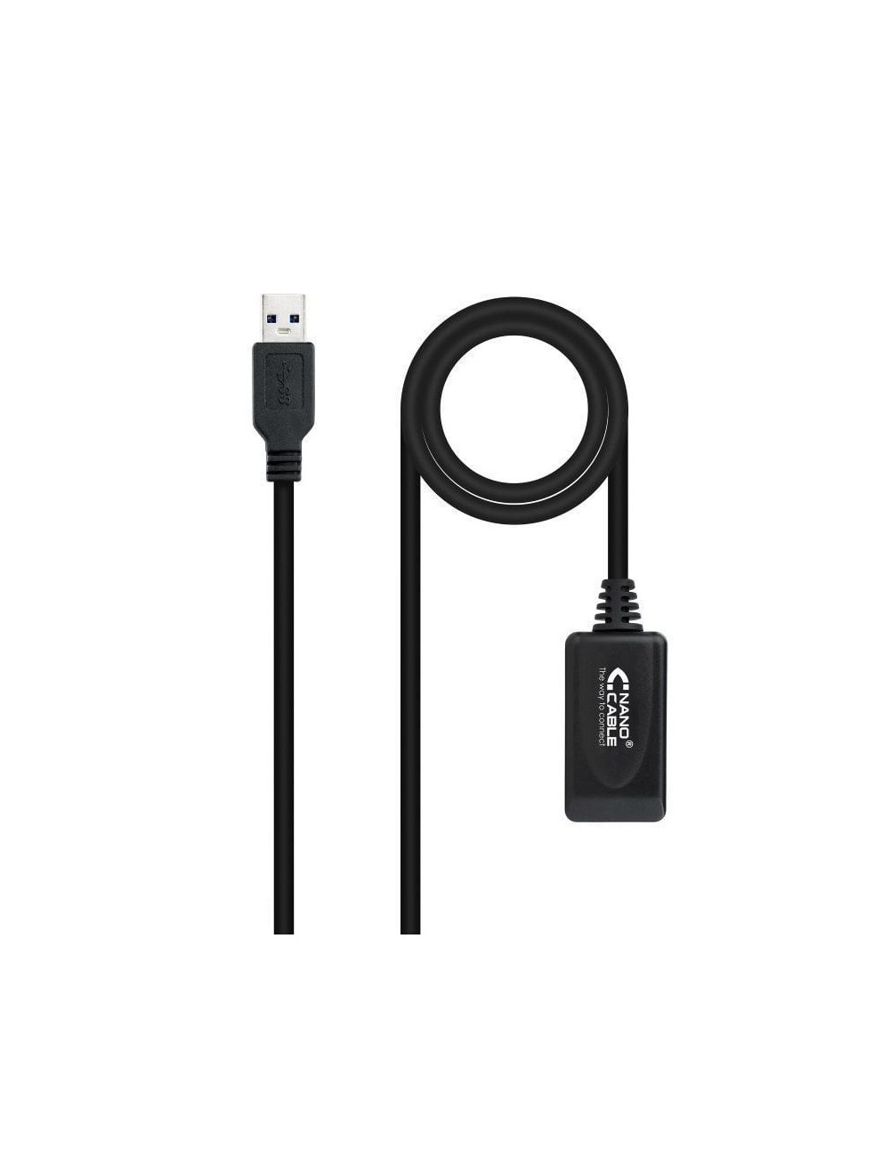 Cable Alargador USB 3.0 con Amplificador Nanocable 10.01.0311/ USB Macho - USB Hembra/ 5m/ Negro