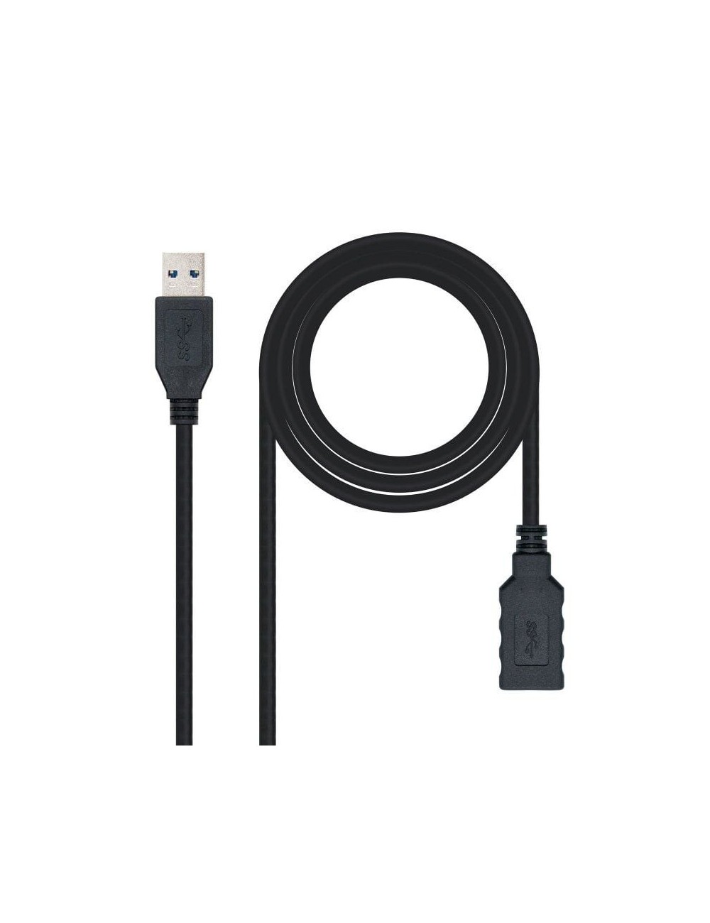 Cable Alargador USB 3.0 Nanocable 10.01.0901-BK/ USB Macho - USB Hembra/ 1m/ Negro