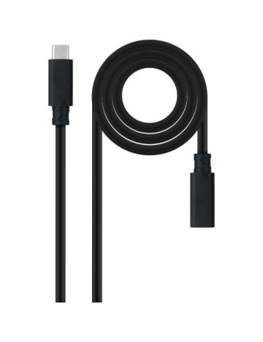 Cable Alargador USB Tipo-C 3.2 Nanocable 10.01.4500/ USB Tipo-C Macho - USB Tipo-C Hembra/ 50cm/ Negro