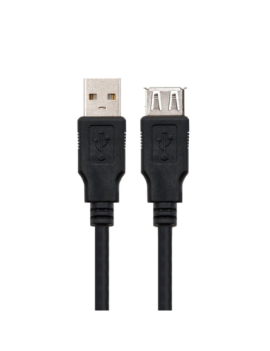 Cable Alargador USB Nanocable 10.01.0204-BK/ USB Macho - USB Hembra/ 3m/ Negro