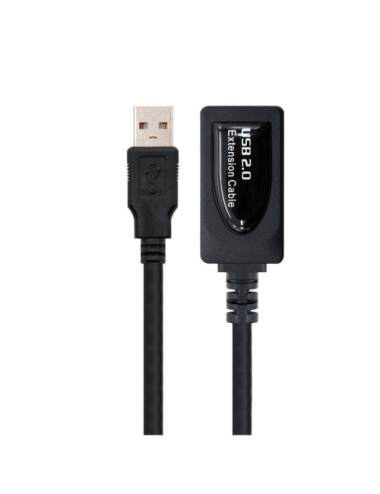 Cable Alargador USB 2.0 Nanocable 10.01.0211/ USB Macho - USB Hembra/ 5m/ Negro