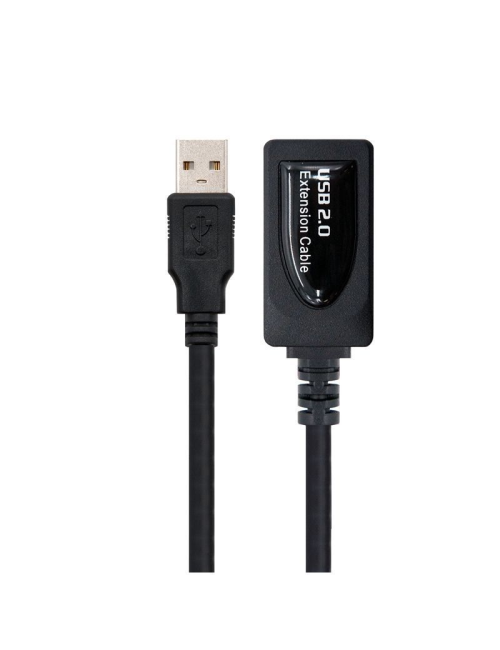Cable Alargador USB 2.0 Nanocable 10.01.0211/ USB Macho - USB Hembra/ 5m/ Negro