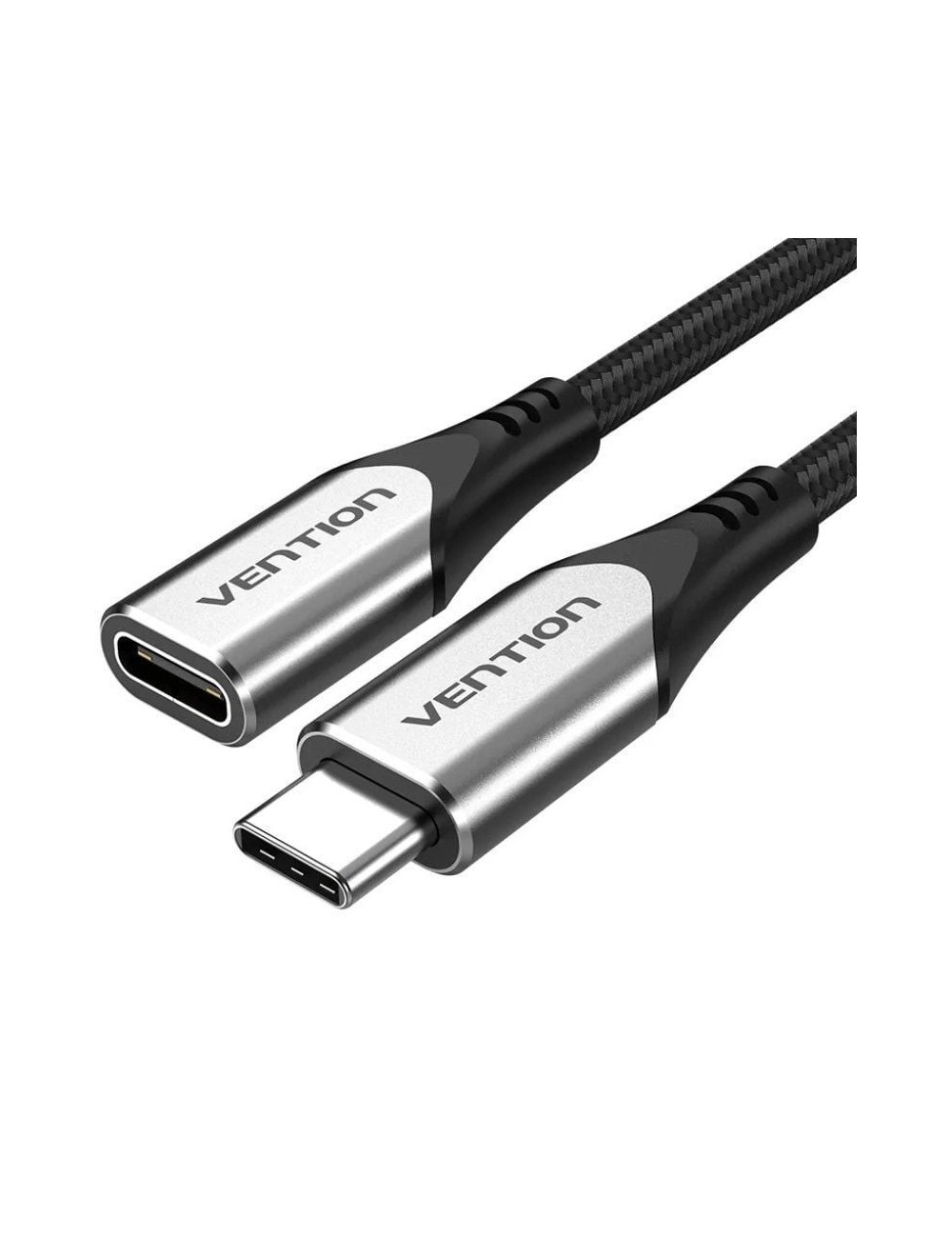 Cable Alargador USB 3.1 Tipo-C Vention TABHF/ USB Tipo-C Macho - USB Tipo-C Hembra/ Hasta 60W/ 5Gbps/ 1m/ Gris