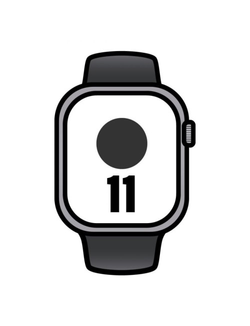 Apple Watch Series 11/ GPS/ Cellular/ 42mm/ Gris Espacial/ Correa Deportiva Negra (S/M)