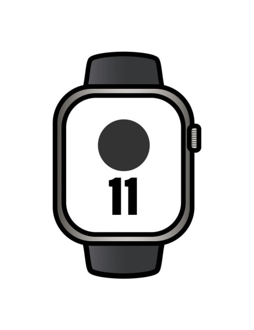 Apple Watch Series 11/ GPS/ Cellular/ 46mm/ Titanio Negro Pizarra/ Correa Deportiva Negra S/M