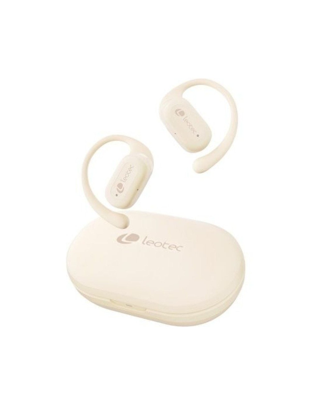 Auriculares Deportivos Bluetooth Leotec Open Air Zenith Sport con estuche de carga/ Autonomía 6.5h/ Beige