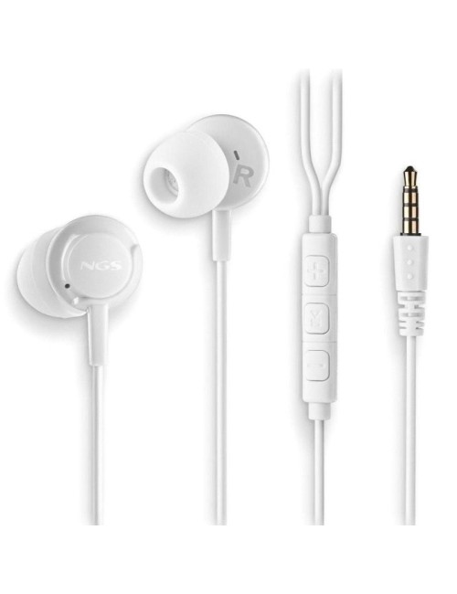 Auriculares Intrauditivos NGS Cross Drift/ con Micrófono/ Jack 3.5/ Blancos