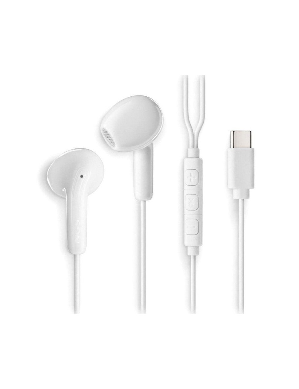 Auriculares Intrauditivos NGS Cross Glide/ con Micrófono/ USB Tipo-C/ Blancos