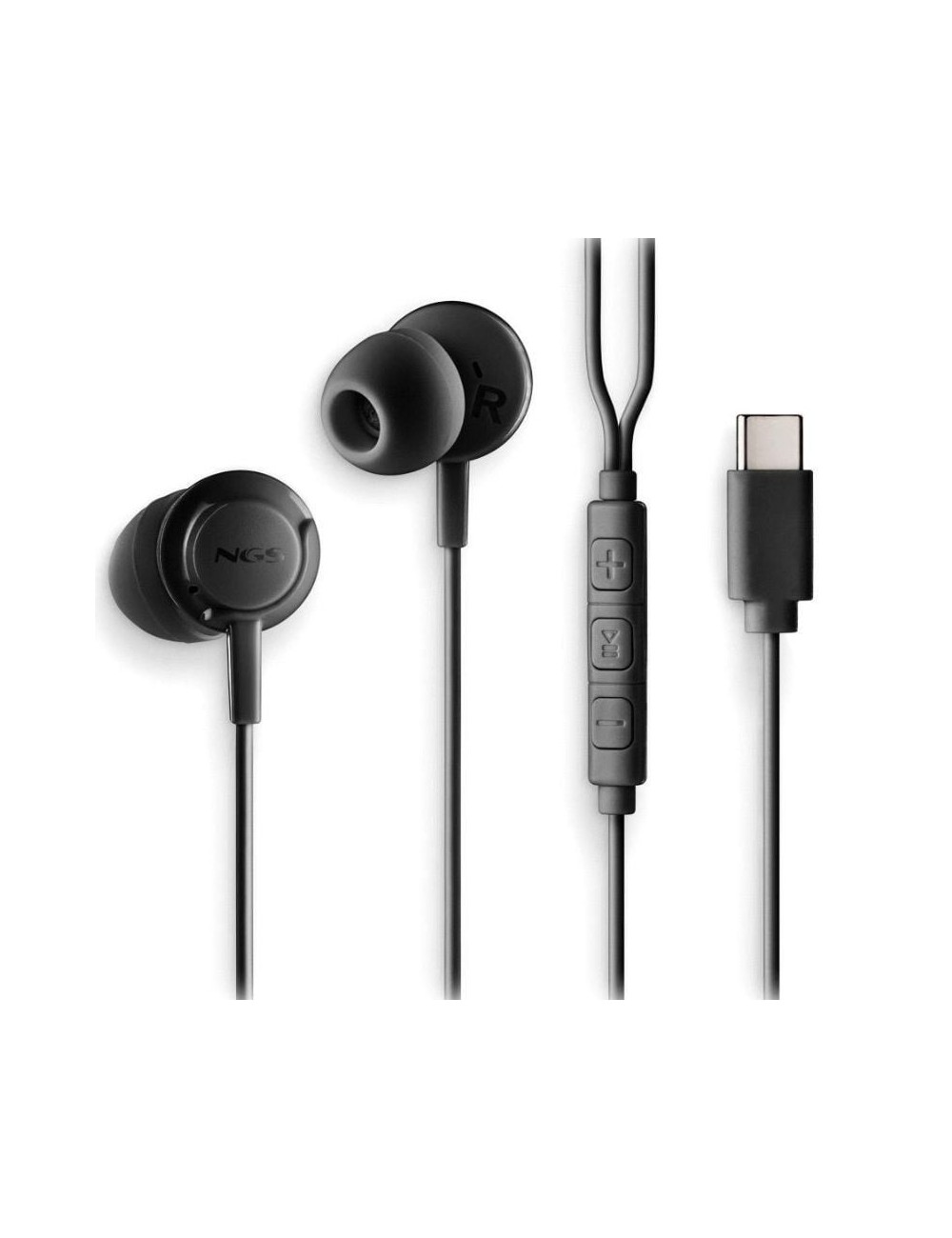 Auriculares Intrauditivos NGS Cross Step/ con Micrófono/ USB Tipo-C/ Negros