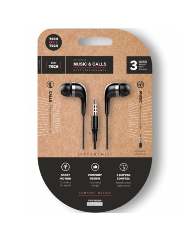 Auriculares Intrauditivos Tech One Tech soft earTECH TEC1005/ con Micrófono/ Jack 3.5/ Negros