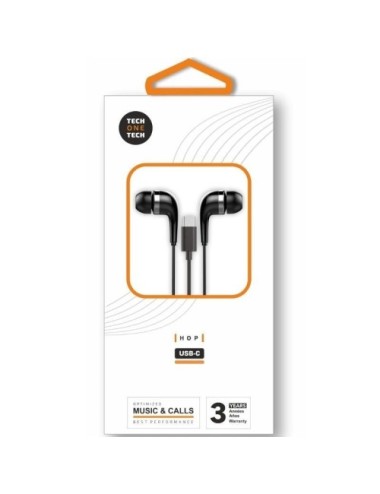 Auriculares Intrauditivos Tech One Tech earTECH TEC1305/ con Micrófono/ USB Tipo-C/ Negros