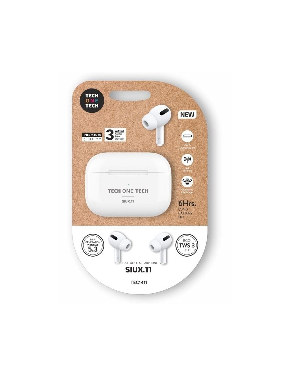 Auriculares Bluetooth Tech One Tech SIUX.11 TEC1411/ con estuche de carga/ Autonomía 6h/ Blancos