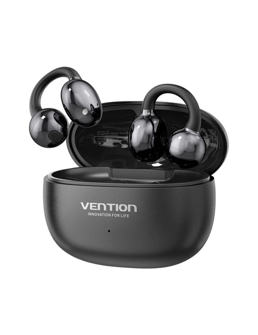 Auriculares Bluetooth Vention Echo Clip A11 Pro con estuche de carga/ Autonomía 6h/ Negro