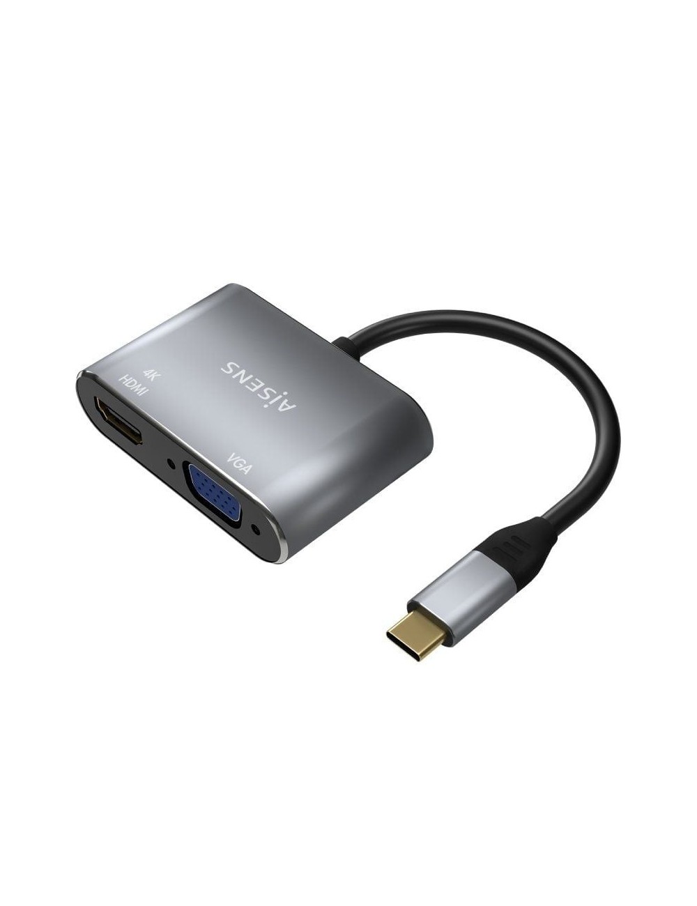 Conversor Aisens A109-0627/ HDMI Hembra - VGA Hembra - USB Tipo-C Macho/ 15cm/ Gris