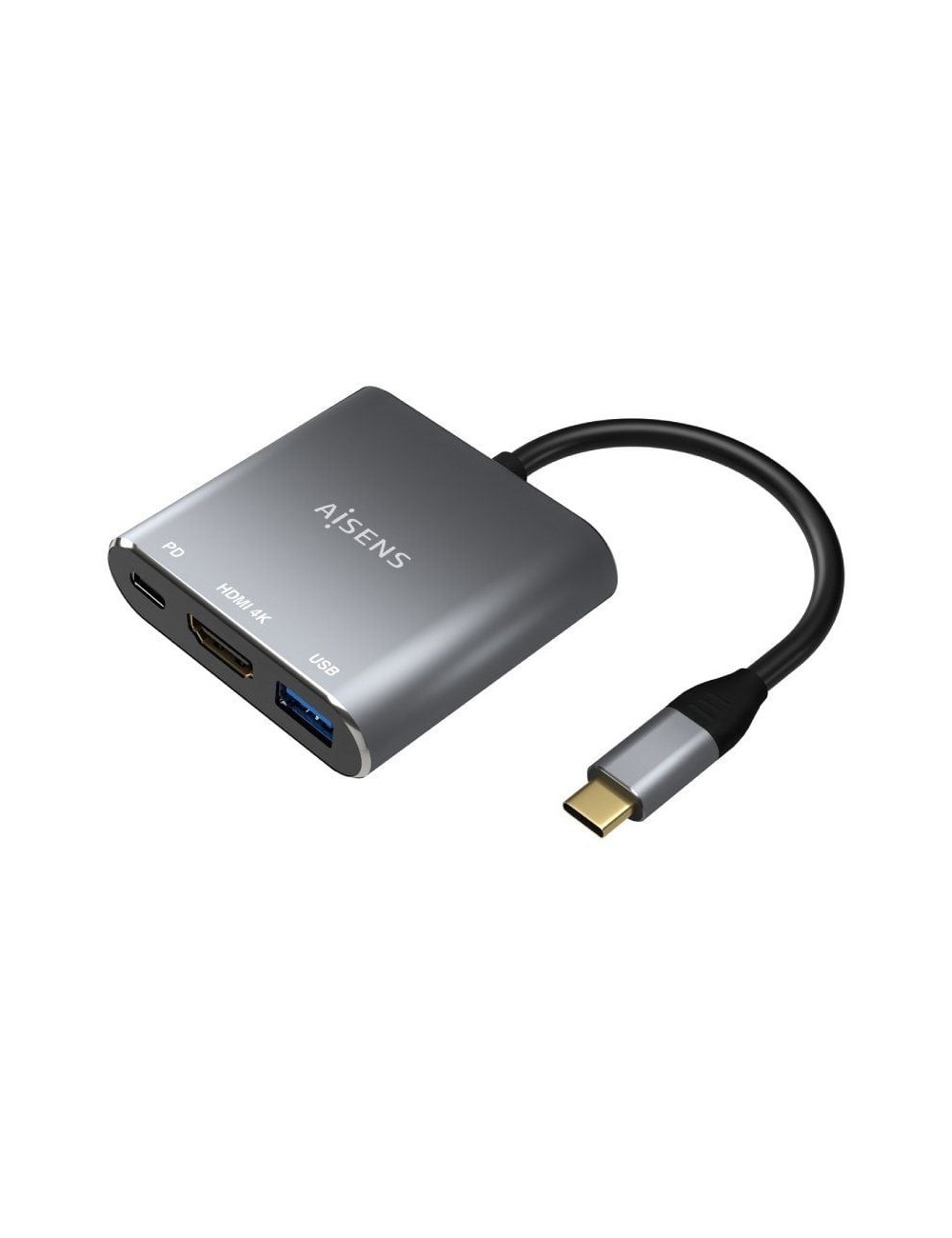Conversor Aisens A109-0669/ USB Tipo-C Macho/ HDMI Hembra - USB Hembra - USB Tipo-C Hembra/ 15cm/ Gris