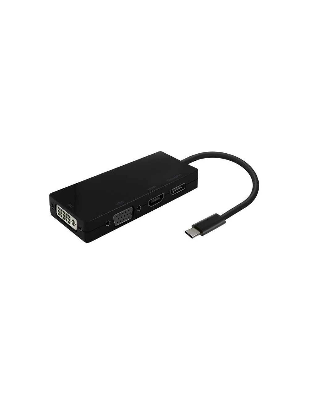 Conversor USB Tipo-C Aisens A109-0679/ HDMI Hembra - VGA Hembra - DVI Hembra - DisplayPort Hembra/ 15cm/ Negro