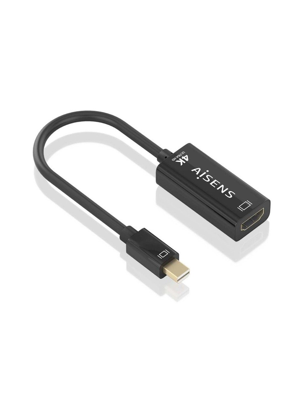 Conversor Aisens A125-0904/ Mini DisplayPort Macho - HDMI Hembra/ 15cm/ Negro