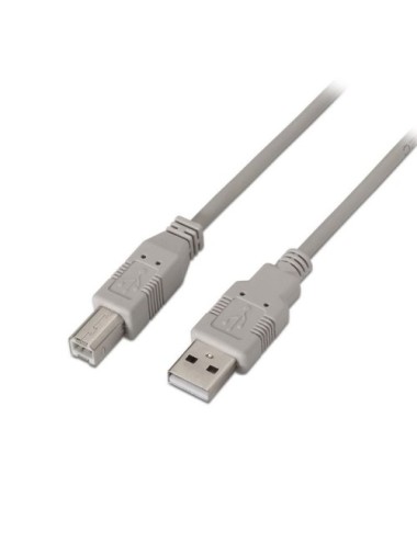 Cable USB 2.0 Impresora Aisens A101-0004/ USB Tipo-B Macho - USB Macho/ 4.5m/ Beige