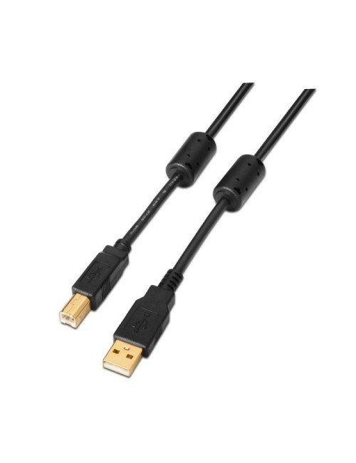 Cable USB 2.0 Impresora Aisens A101-0010/ USB Tipo-B Macho - USB Macho/ 3m/ Negro