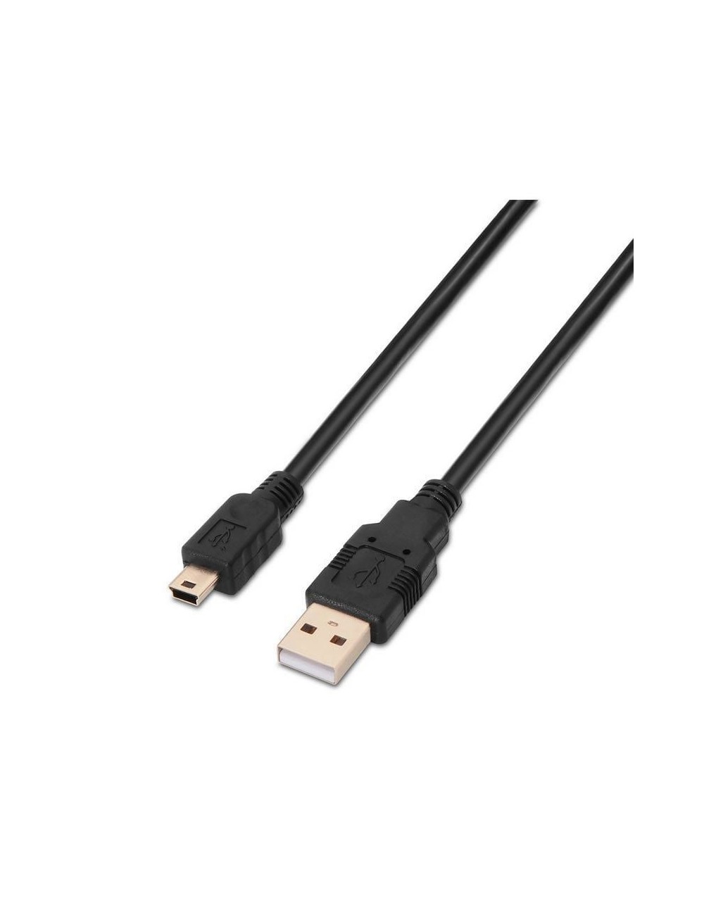 Cable USB 2.0 Aisens A101-0024/ USB Macho - MiniUSB Macho/ 1m/ Negro