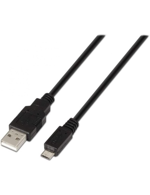 Cable USB 2.0 Aisens A101-0027/ USB Macho - MicroUSB Macho/ 480Mbps/ 80cm/ Negro