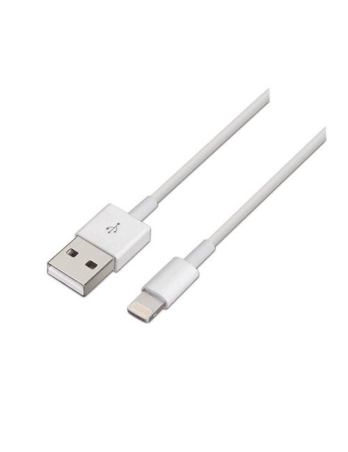 Cable USB 2.0 Lightning Aisens A102-0035/ USB Macho - Lightning Macho/ 1m/ Blanco