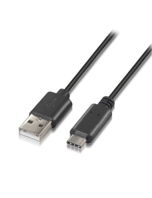 Cable USB 2.0 Tipo-C Aisens A107-0050/ USB Tipo-C Macho - USB Macho/ 480Mbps/ 50cm/ Negro