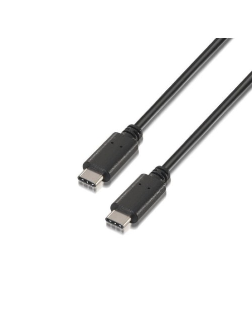 Cable USB 2.0 Tipo-C Aisens A107-0055/ USB Tipo-C Macho - USB Tipo-C Macho/ 480Mbps/ 50cm/ Negro