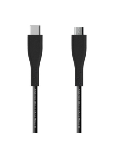 Cable USB 2.0 Tipo-C Aisens A107-0350/ USB Tipo-C Macho - MicroUSB/ 480Mbps/ 2m/ Negro