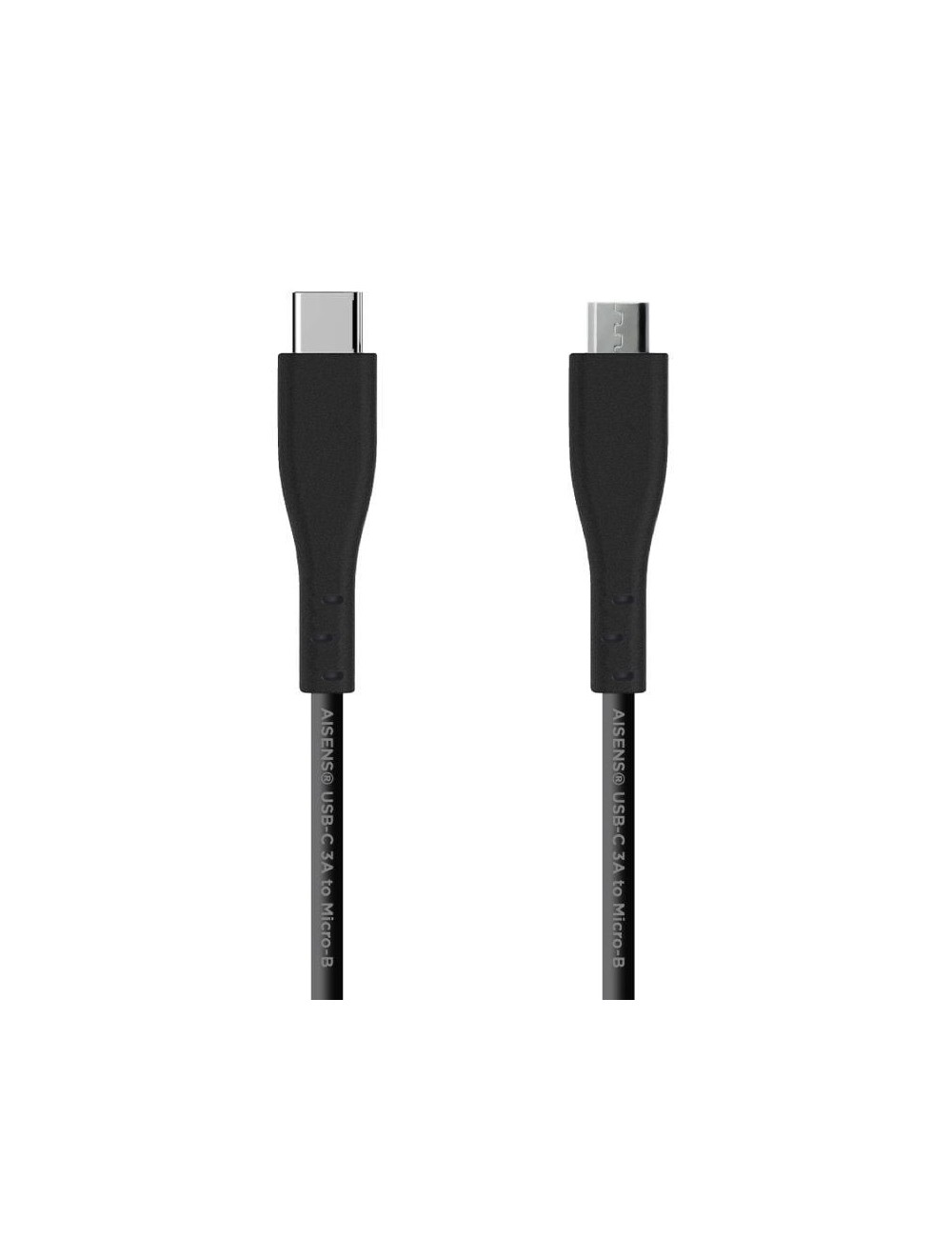Cable USB 2.0 Tipo-C Aisens A107-0350/ USB Tipo-C Macho - MicroUSB/ 480Mbps/ 2m/ Negro