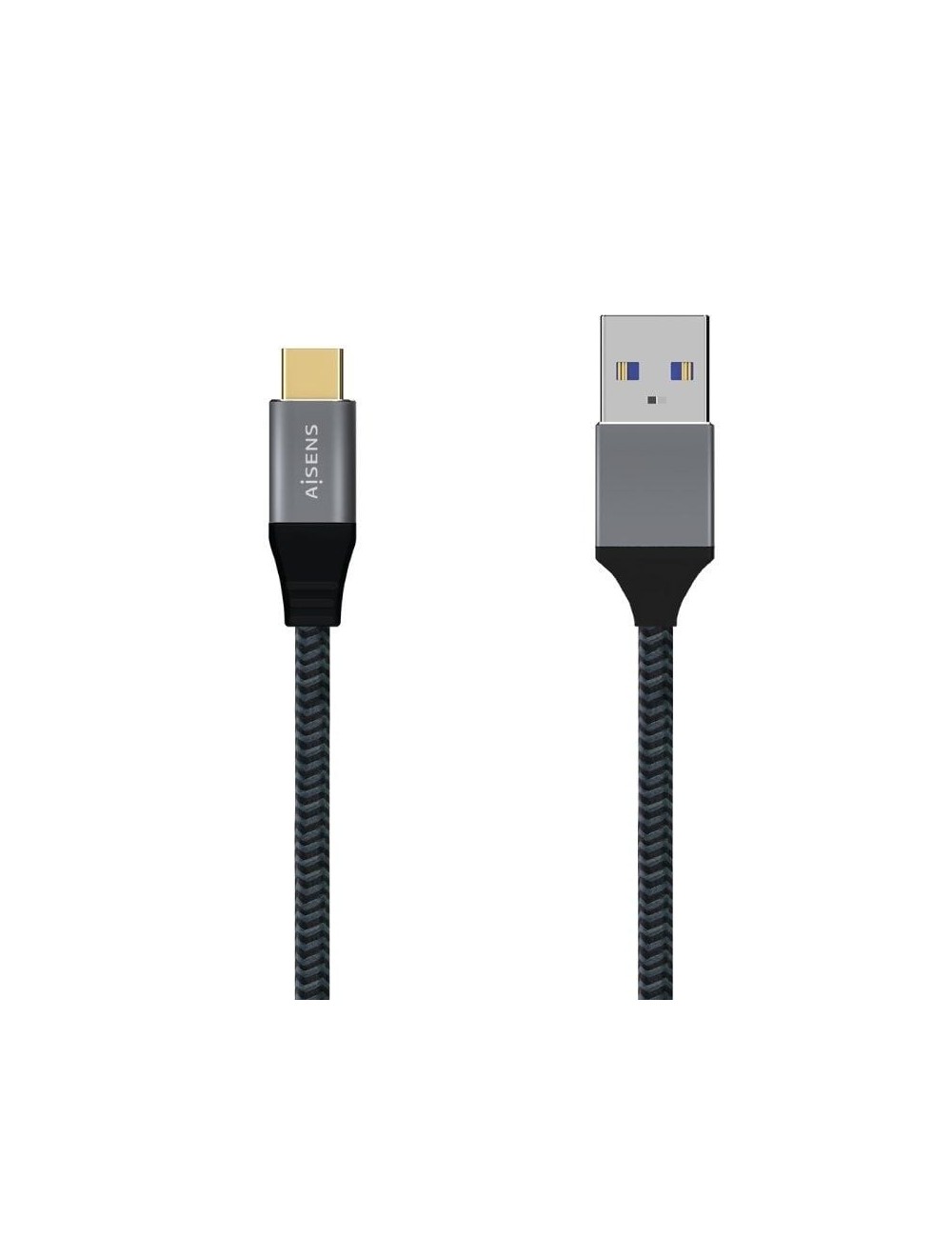 Cable USB 3.1 Tipo-C Aisens A107-0631/ USB Tipo-C Macho - USB Macho/ Hasta 27W/ 1250Mbps/ 1m/ Gris