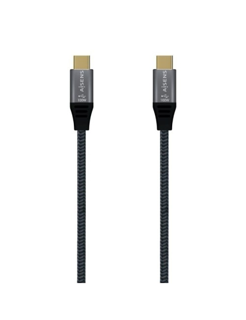 Cable USB 3.2 Tipo-C Aisens A107-0670 20GBPS 100W/ USB Tipo-C Macho - USB Tipo-C Macho/ Hasta 100W/ 20Gbps/ 60cm/ Gris