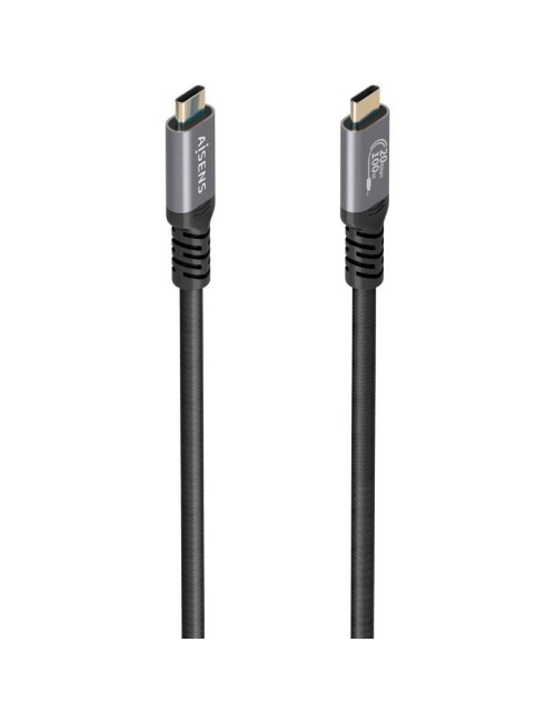 Cable USB 3.2 Tipo-C Aisens A107-0988/ USB Tipo-C Macho - USB Tipo-C Macho/ Hasta 100W/ 20Gbps/ 3m/ Negro