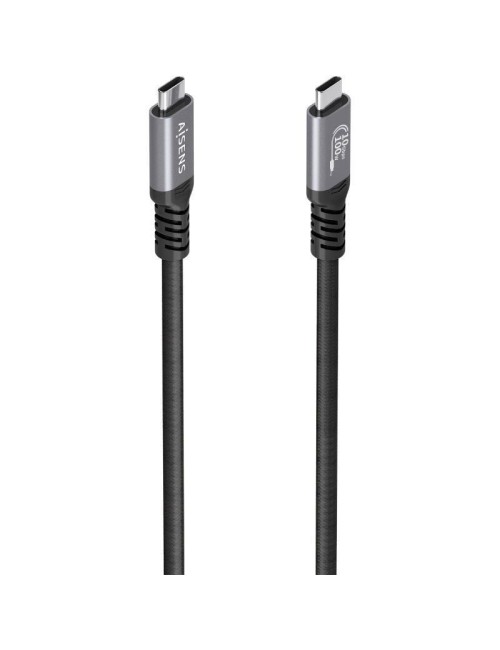 Cable USB 3.2 Tipo-C Aisens A107-0989/ USB Tipo-C Macho - USB Tipo-C Macho/ Hasta 100W/ 10Gbps/ 4m/ Negro