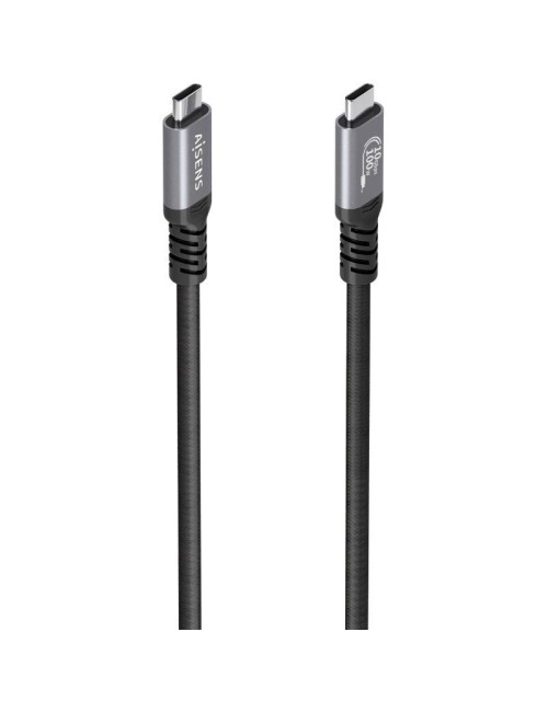Cable USB 3.2 Tipo-C Aisens A107-0990/ USB Tipo-C Macho - USB Tipo-C Macho/ Hasta 100W/ 10Gbps/ 5m/ Negro