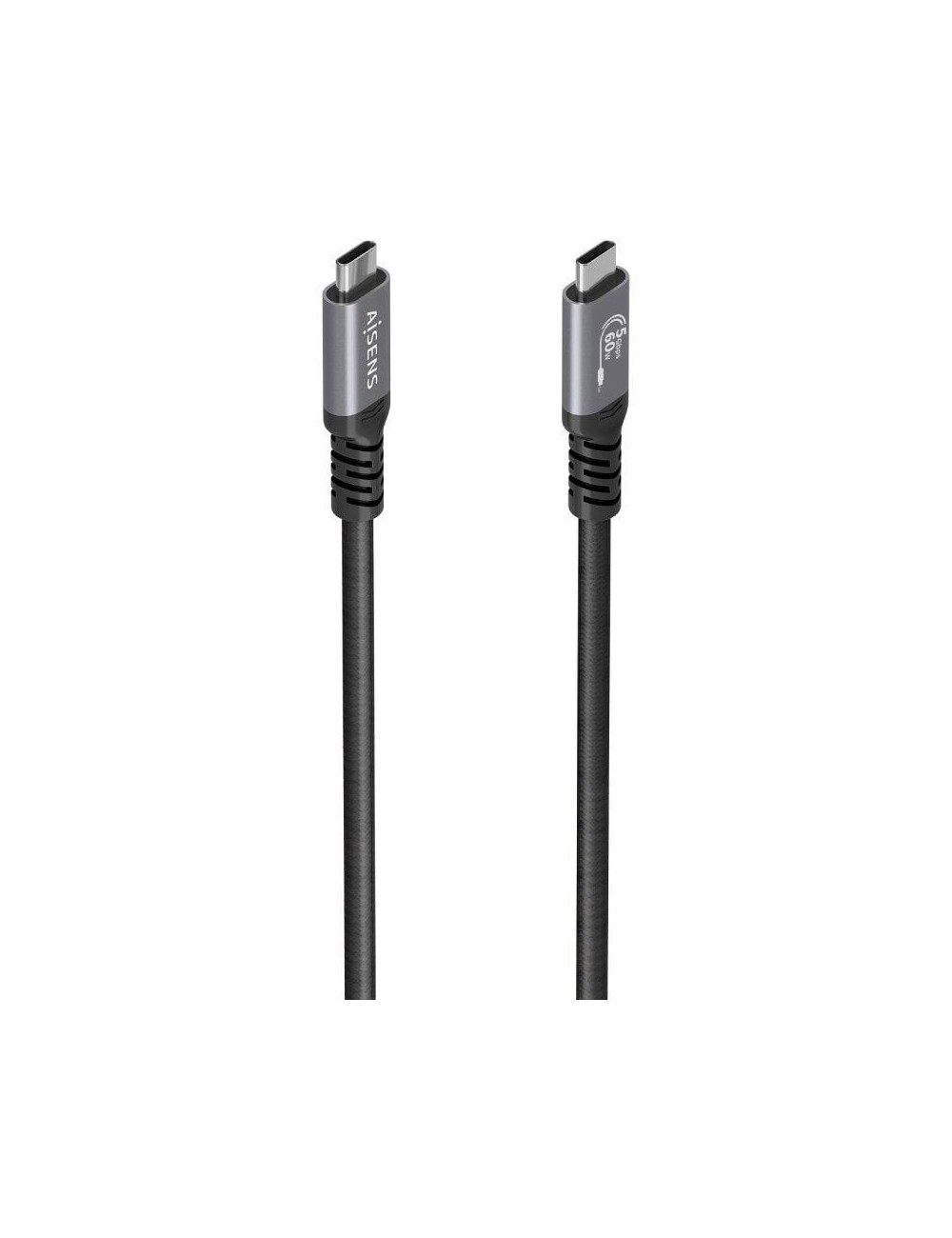 Cable USB 3.2 Tipo-C Aisens  A107-0991/ USB Tipo-C Macho - USB Tipo-C Macho/ Hasta 60W/ 5Gbps/ 7m/ Negro